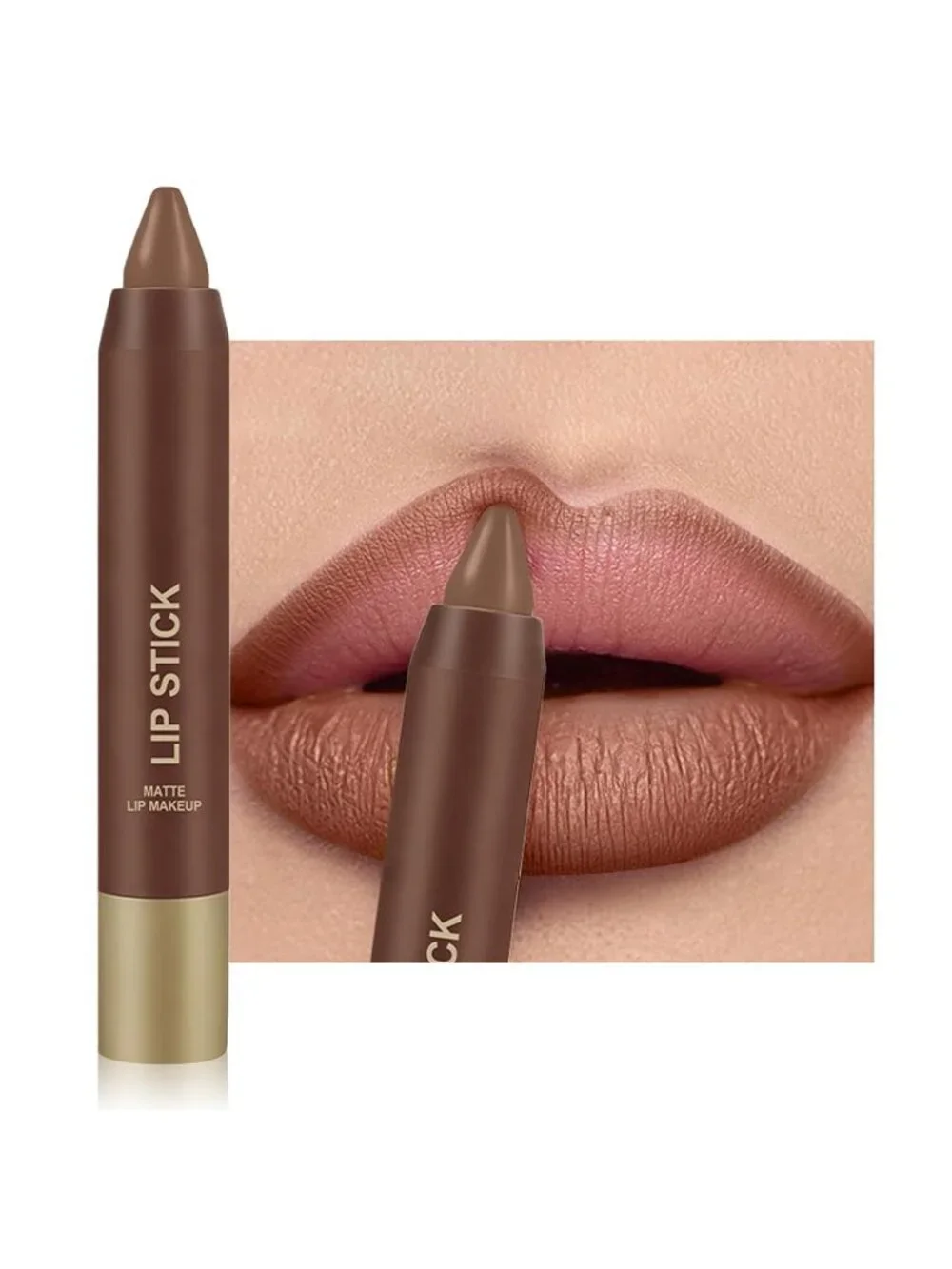 Women's B01# Soft Nude 24 Hour Long-lasting Rose Matte Lipstick Crayon